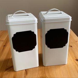 Farmhouse White Metal Chalkboard Containers